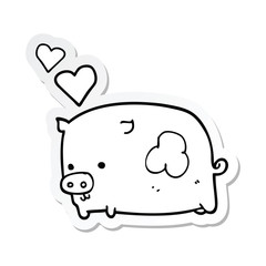 sticker of a cartoon pig in love