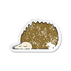 distressed sticker of a cartoon hedgehog
