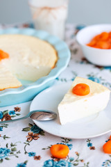Cottage cheese casserole served. Healthy nutrition breakfast