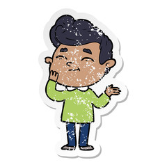 distressed sticker of a happy cartoon man