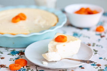 Cottage cheese casserole served. Healthy nutrition breakfast