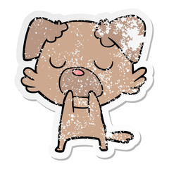 distressed sticker of a cartoon dog