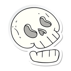 sticker of a quirky hand drawn cartoon skull