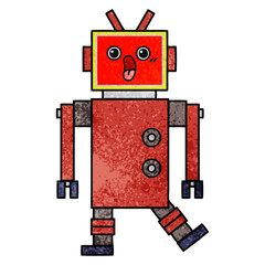 retro grunge texture cartoon robot