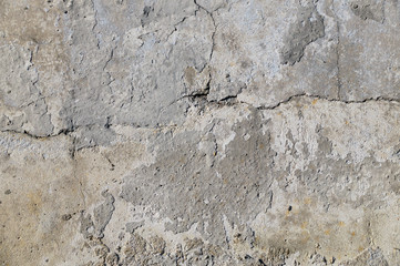 Close-up on a plastered wall. Old, cracked wall surface.
