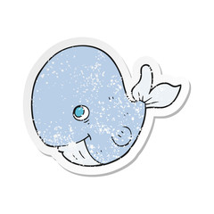retro distressed sticker of a cartoon happy whale
