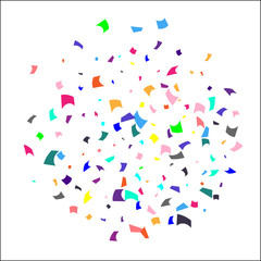 Colorful confetti on white background. 