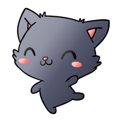 gradient cartoon of cute kawaii cat