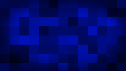 Blue motion abstract background colorful pixels flashing and switch. Animation background glowing of mosaic tiles. Moving technology squares with shine light. 