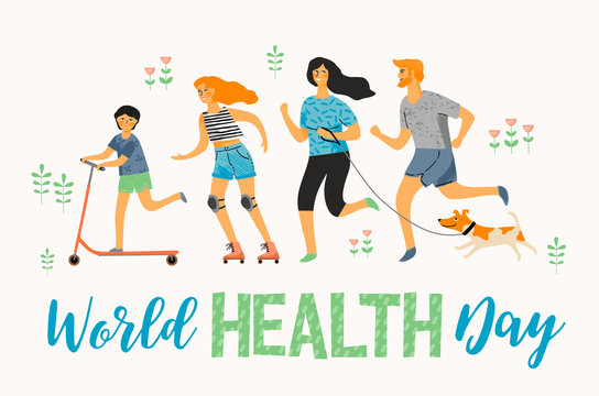 World Health Day. Healthy lifestyle. Sport family.