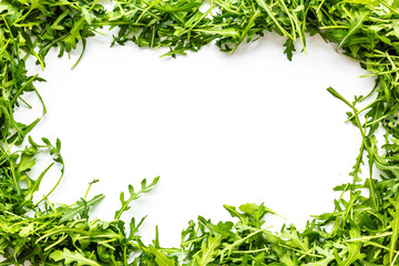 Fototapeta premium organic food pattern with green herbs on white background top view space for text