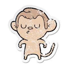 distressed sticker of a cartoon monkey