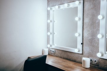 Room with makeup mirror lights