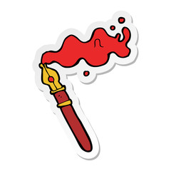 sticker of a cartoon fountain pen