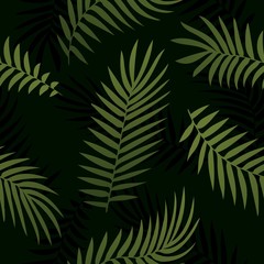 Naklejka na ściany i meble Tropical palm leaves, jungle leaves seamless vector floral pattern background