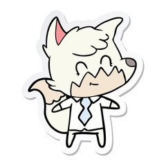 sticker of a cartoon friendly fox