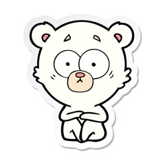 Obraz na płótnie Canvas sticker of a surprised polar bear cartoon