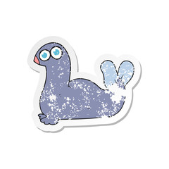 retro distressed sticker of a cartoon seal