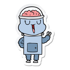 sticker of a happy cartoon robot