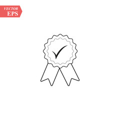 Award medal icon. Winner emblem with tick symbol. circle buttons with flat web icon. Vector