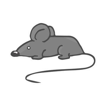 Cartoon white mouse. Color Vector illustration isolated on white background.