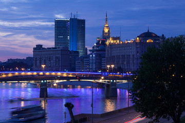 Moscow evening landscape with bridges on Moscow-river
