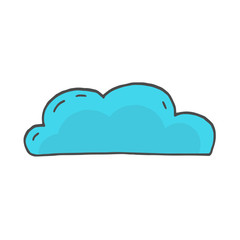 Blue color cloud doodle. vector illustration on white background