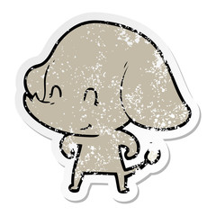 distressed sticker of a cute cartoon elephant
