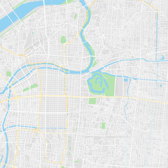 Naklejka premium Mapa wektorowa centrum miasta Osaka, Japonia