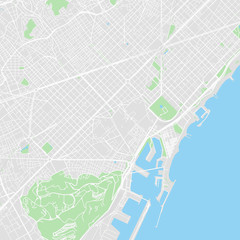 Downtown vector map of Barcelona, Spain