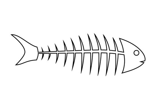 Fish skeleton line icon. Icon of fishbone. Fish skeleton on a white background. Fish menu vector illustration