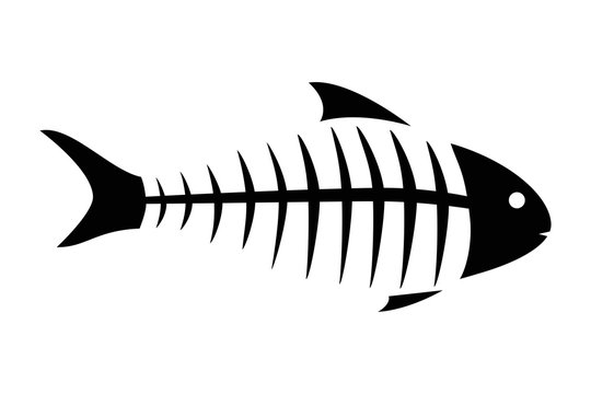Fish skeleton line icon. Icon of fishbone. Fish skeleton on a white background. Fish menu vector illustration