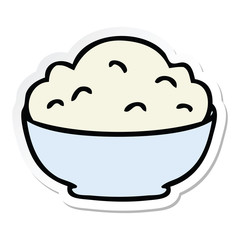 sticker of a quirky hand drawn cartoon bowl of mash