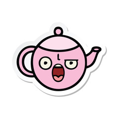 sticker of a cute cartoon teapot