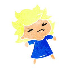 retro cartoon of a cute kawaii girl