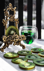 glass of water and flowers