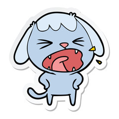 sticker of a cute cartoon dog barking