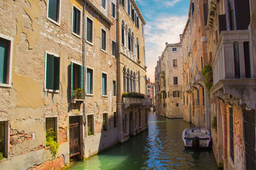 Beautiful view of one of the Venetian canals in Venice, Italy