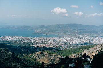 View from the high mountains the coastal city.