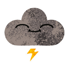 retro illustration style cartoon storm cloud