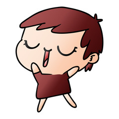 gradient cartoon of cute kawaii short haired girl