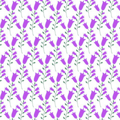 Seamless pattern with abstract spring flowers. Hand draw textures with flowers and leaves in trendy modern style, vector illustration-Vector graphics