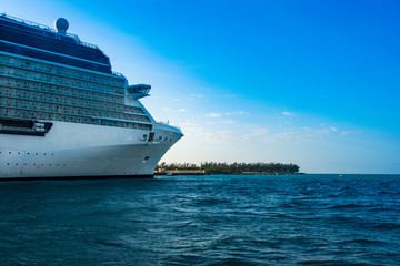 Fototapeta na wymiar Cruise ship docked in Key West from water level