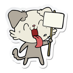 sticker of a cartoon panting dog