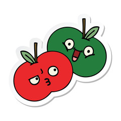 sticker of a cute cartoon apples
