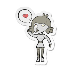 sticker of a cartoon robot woman