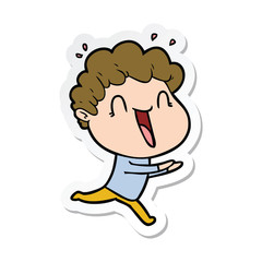 sticker of a cartoon happy man