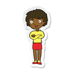 sticker of a cartoon annoyed woman