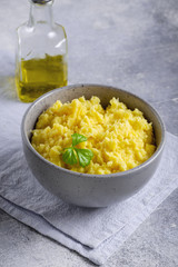 Mashed potato made with milk and butter in bowl