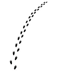 Naklejka premium Footsteps of baby on a white background, turn left or right